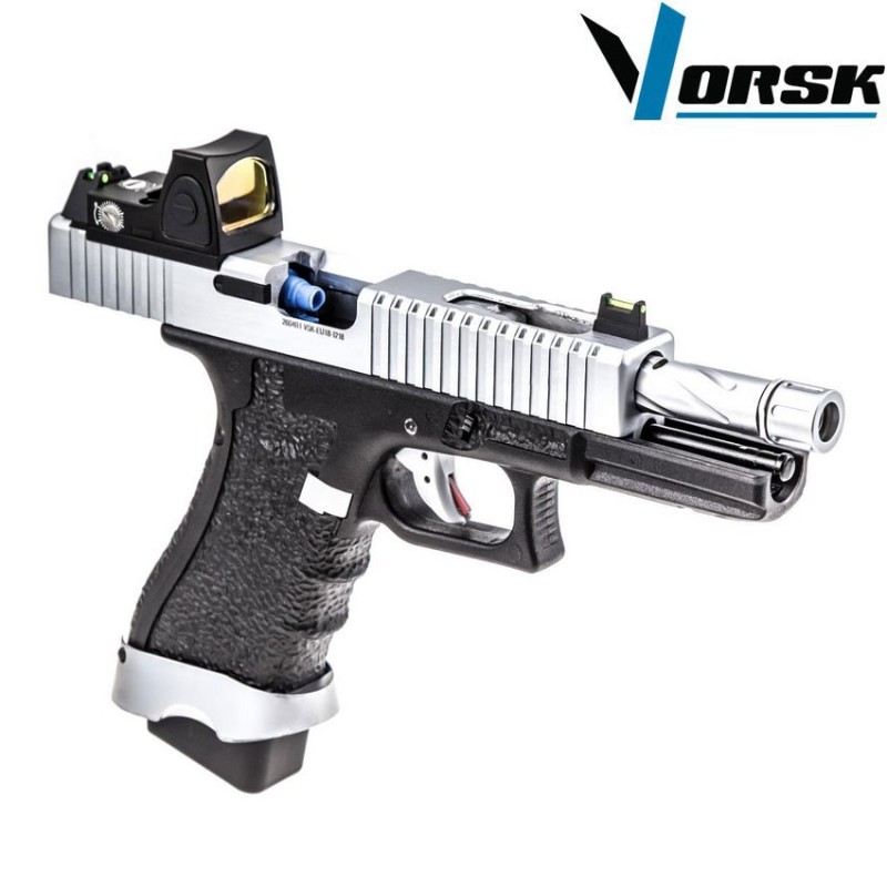 Pistola a gas gbb eu18 black/chrome + BDS vorsk (vk-vgp-01-23-bds)