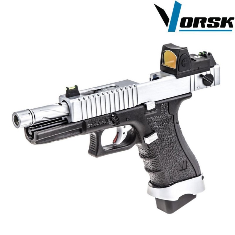 Pistola a gas gbb eu18 black/chrome + BDS vorsk (vk-vgp-01-23-bds)