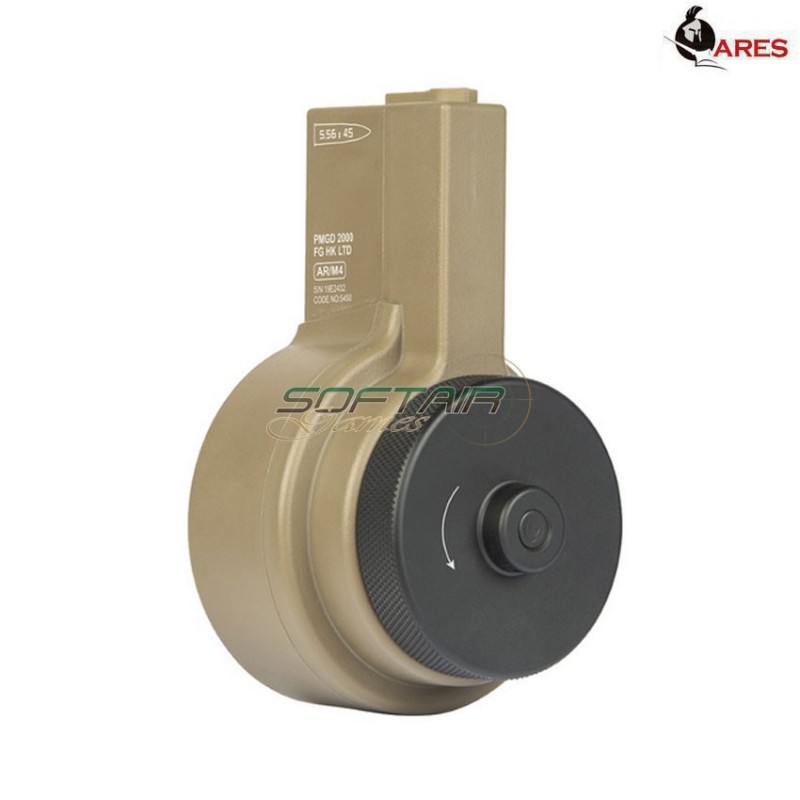 Manual drum magazine 2150 rounds for m4 dark earth ares (ar-mag044)