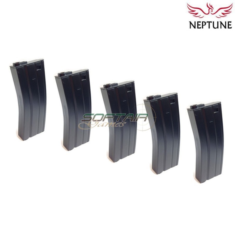 Set 5 caricatori monofilari 110bb in polimero black per m4/m16 aeg neptune (nte-003-5)