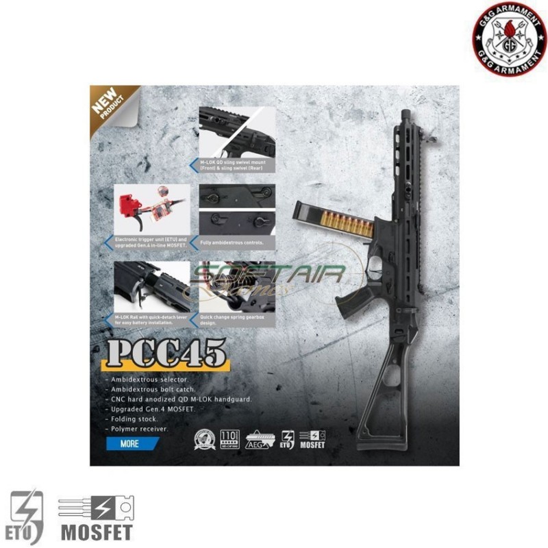 Fucile elettrico pcc45 black g&g armament (gg-pcc45)