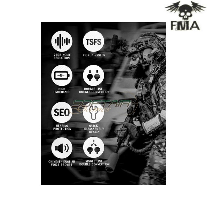 FCS AMP style noise reduction headset dark earth fma (fma-tb1372-de)