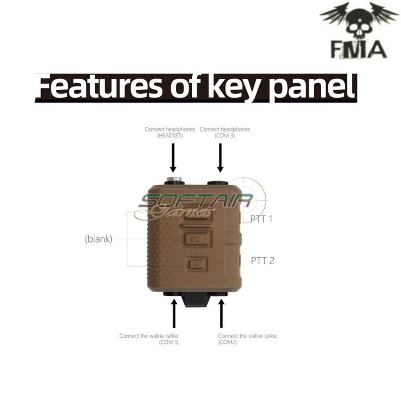 Fcs amp v60 ptt kit comtac3 black fma (fma-tb-fcs-012-bk)