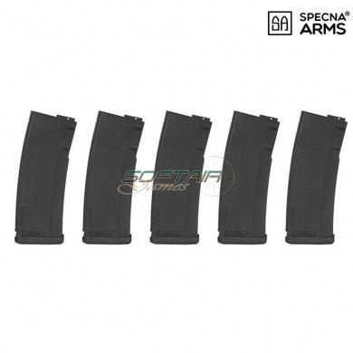 SET 5 mid-caps s-mag polymer magazines 125bb black for m4/m16 specna arms® (spe-05-025718)
