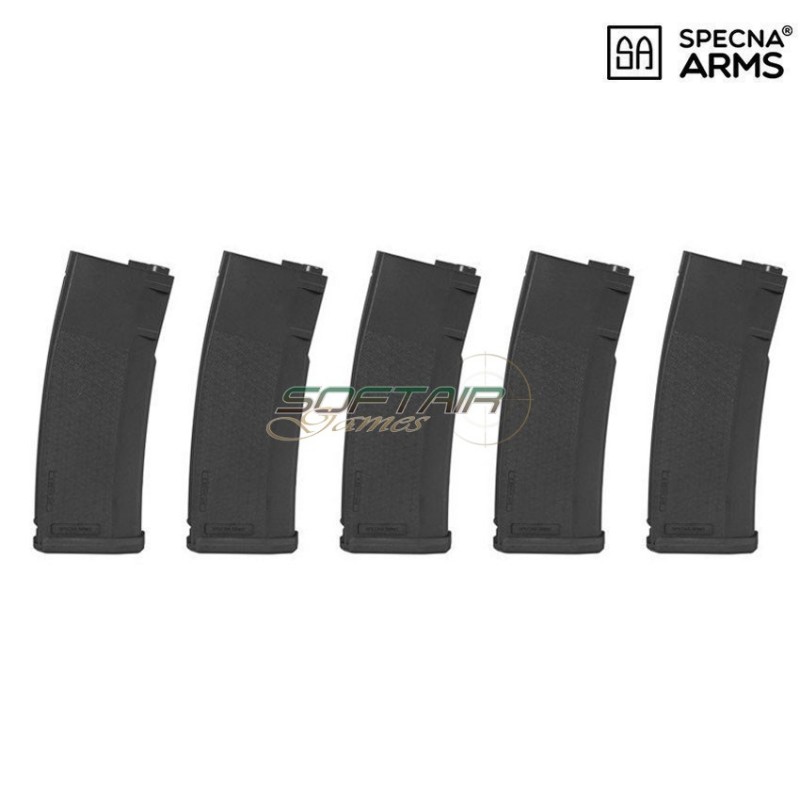 SET 5 mid-caps s-mag polymer magazines 125bb black for m4/m16 specna arms® (spe-05-025718)