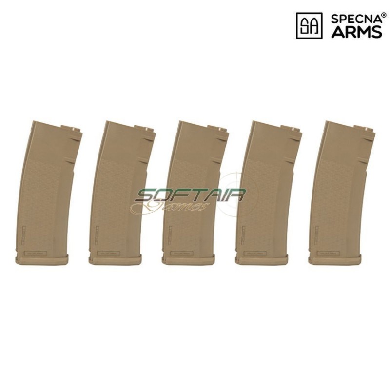 SET 5 mid-caps s-mag polymer magazines 125bb dark earth for m4/m16 specna arms® (spe-05-025720)