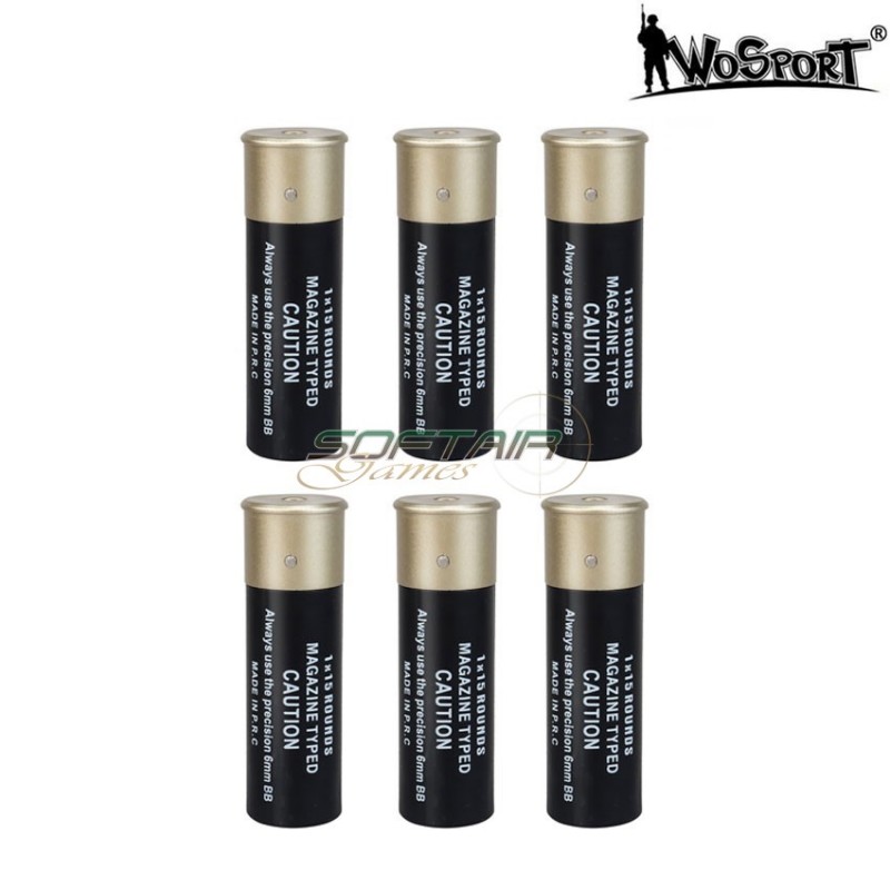 Set 6 pezzi cartuccia 1x15 nero wosport (wo-ex15b)