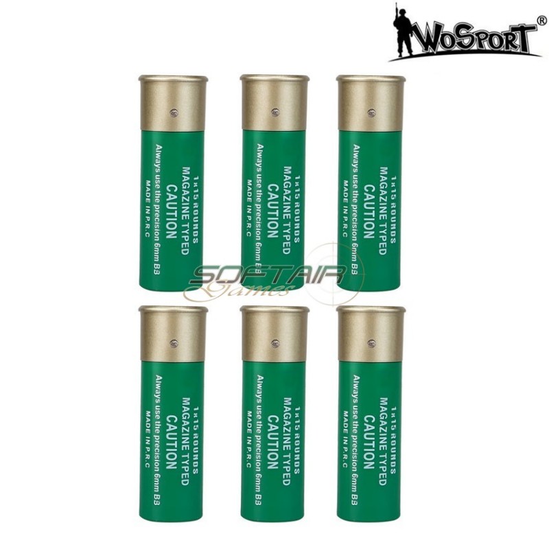 Set 6 pezzi cartuccia 1x15 verde wosport (wo-ex15v)