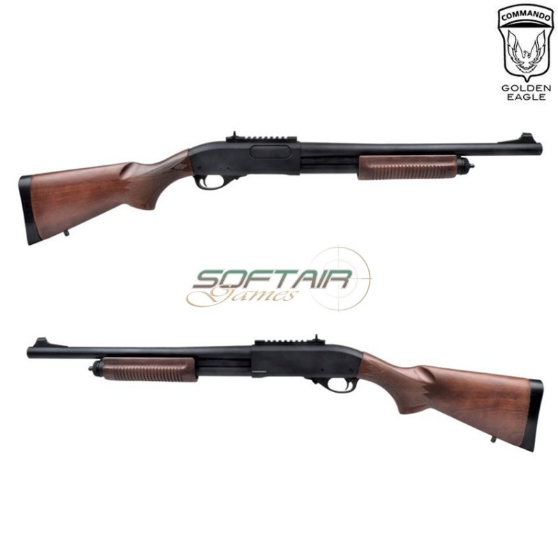 Gas shotgun m870 long full metal & real wood golden eagle (ge-m870lw)
