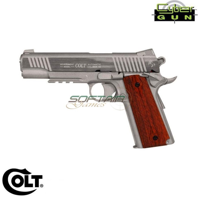Pistola a CO2 1911 silver/brown canna fissa colt cybergun (180315)