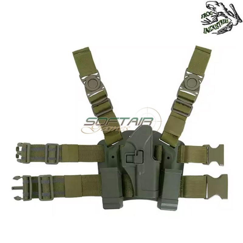 Holster OLIVE DRAB w/drop leg platform for glock series frog industries® (fi-fbp2253-od)