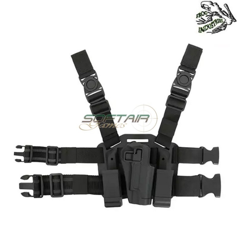 Holster BLACK w/drop leg platform for 1911 series frog industries® (fi-fbp2258-bk)