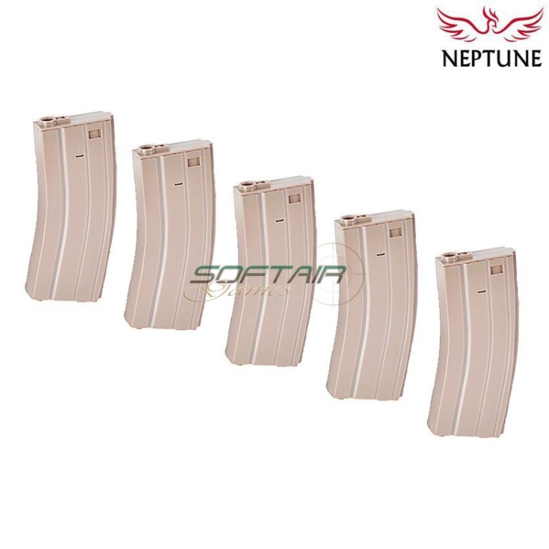 Set 5 caricatori monofilari 110bb in polimero TAN per m4/m16 aeg neptune (nte-003-5-tan)