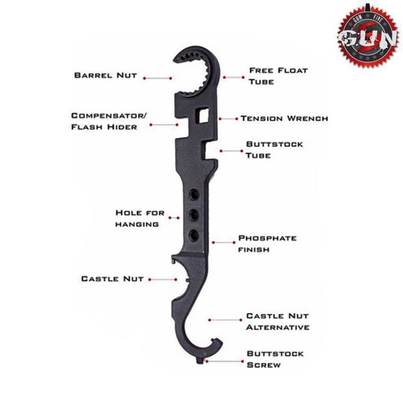 Chiave multiuso AR15/M4/M16 in acciaio gun five (gf-158748)