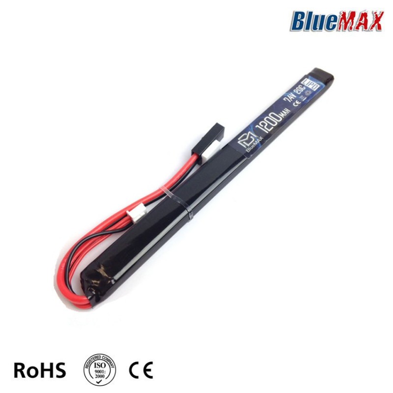 Lipo Battery Mini Tamiya Connector 7.4v X 1200mah 20c Slim Stick Type Bluemax-power® (bmp-7.4x1200-ss)
