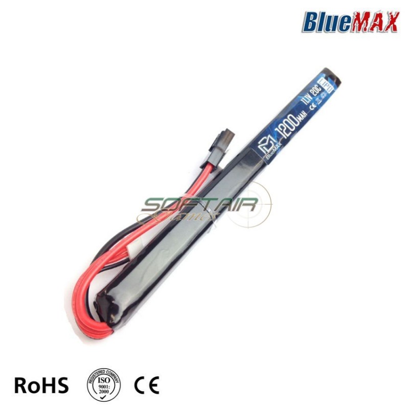 Lipo Battery Mini Tamiya Connector 11.1v X 1200mah 20c Slim Stick Type Bluemax-power® (bmp-11.1x1200-ss)