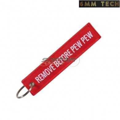 Portachiavi anello "REMOVE BEFORE PEW PEW" rosso 6MM TECH (6mmt-28-rd)