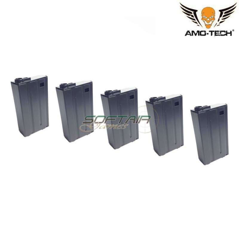Set 5 mid-caps magazines short 100bb whiskey black for m4 series amo-tech® (amt-mcs-whiskey-bk-5)