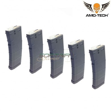 Set 5 caricatori MONOFILARI 150bb tigres black per serie m4 amo-tech® (amt-mc-tigres-bk-5)