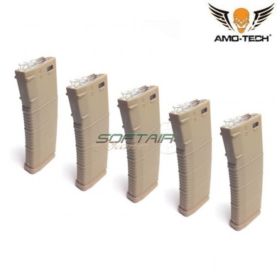 Set 5 caricatori MAGGIORATI 370bb tigres dark earth per serie m4 amo-tech® (amt-hc-tigres-de-5)