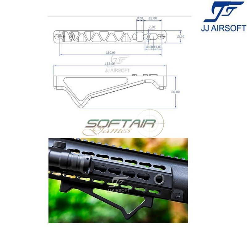 K20 Angled Grip for KeyMod GREY jj airsoft (ja-1349-gr)