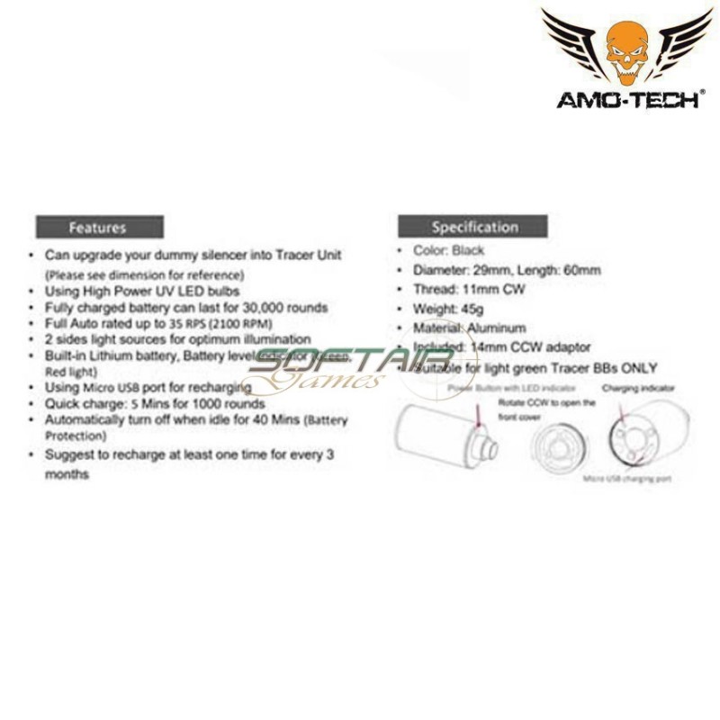 Sptifire tracer U.S. AIR FORCE NERO amo-tech® (amt-st-us-bk)