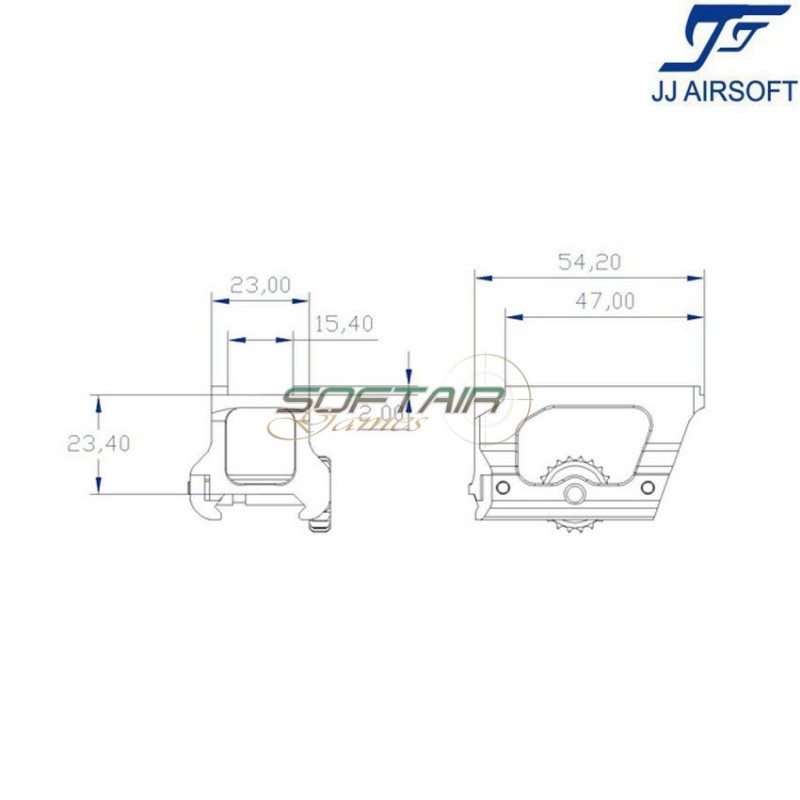 Low Drag Mount per T1/T2 NERO jj airsoft (ja-1701-bk)