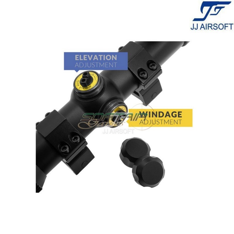 Ottica 1.25-4.5x26 rosso/verde/blue reticolo NERA jj airsoft (ja-5377-bk)