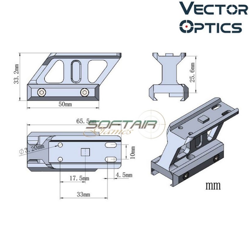 1.0" Profile Cantilever Picatinny Riser Mount NERO vector optics (ve-mav-p10)