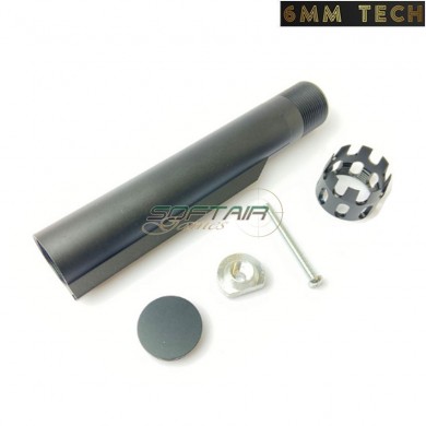 Stock tube CUSTOM AEG M4 / M16 cnc aluminum BLACK 6MM TECH (6mmt-10-bk)
