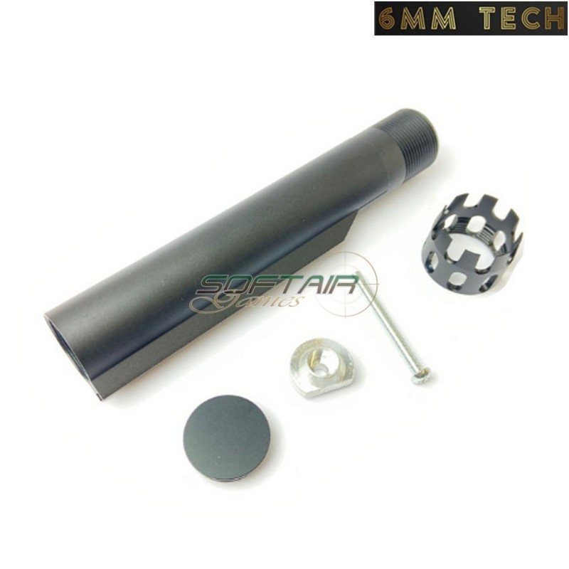 Stock tube CUSTOM AEG M4 / M16 cnc aluminum BLACK 6MM TECH (6mmt-10-bk)