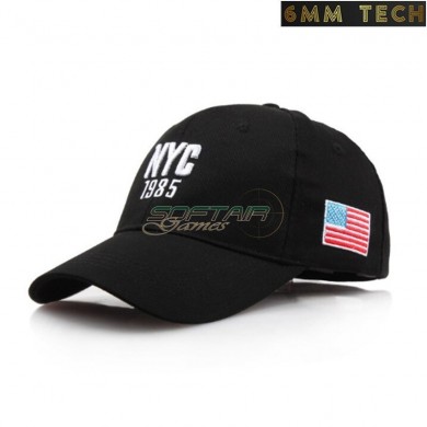Baseball cap NYC 1985 USA style NERO 6MM TECH (6mmt-61-bk)