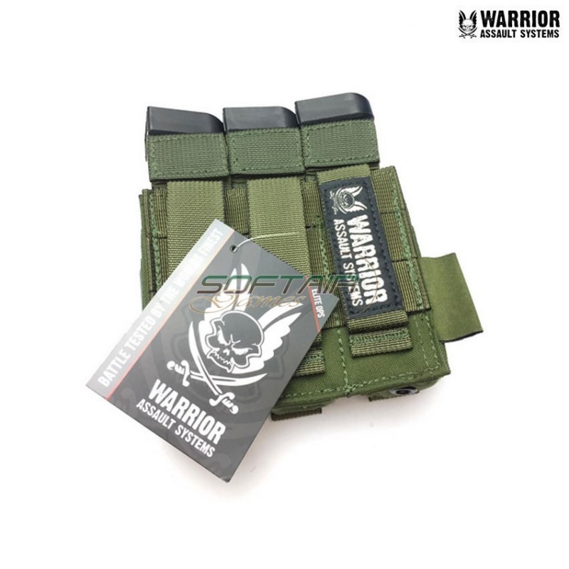 Tasca tripla action 9mm caricatori pistola OLIVE DRAB warrior assault systems (w-eo-tpda-9-od)
