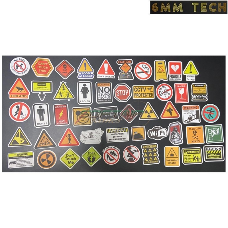 Set 50pcs. adesivi per valigia/fucile/computer/etc... TYPE 2 6MM TECH (6mmt-74-2-50)