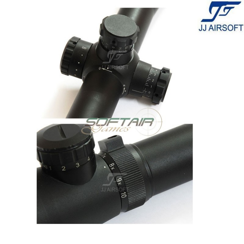 Ottica 3.5-10×40 E-SF rosso/verde reticolo NERA jj airsoft (ja-5305-bk)