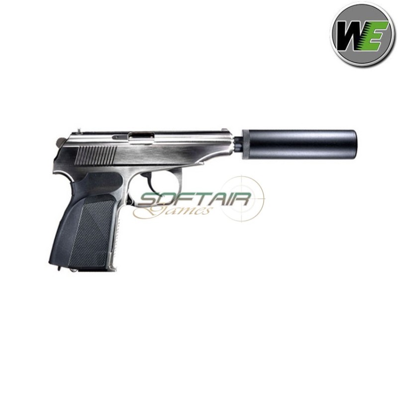 Pistola a gas makarov pmm SILVER c/silenziatore we (we-ma01sv)