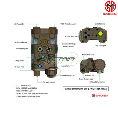 NGAL TAN Aiming GREEN Laser IR Laser Flashlight SOMOGEAR (ngal-g-tan)
