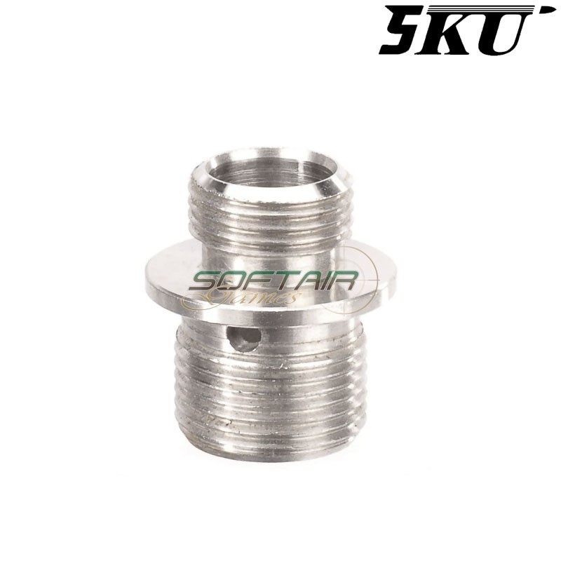 Silencer Adapter 12mm CCW to 14mm CCW Silver 5KU (5ku-gb-497)
