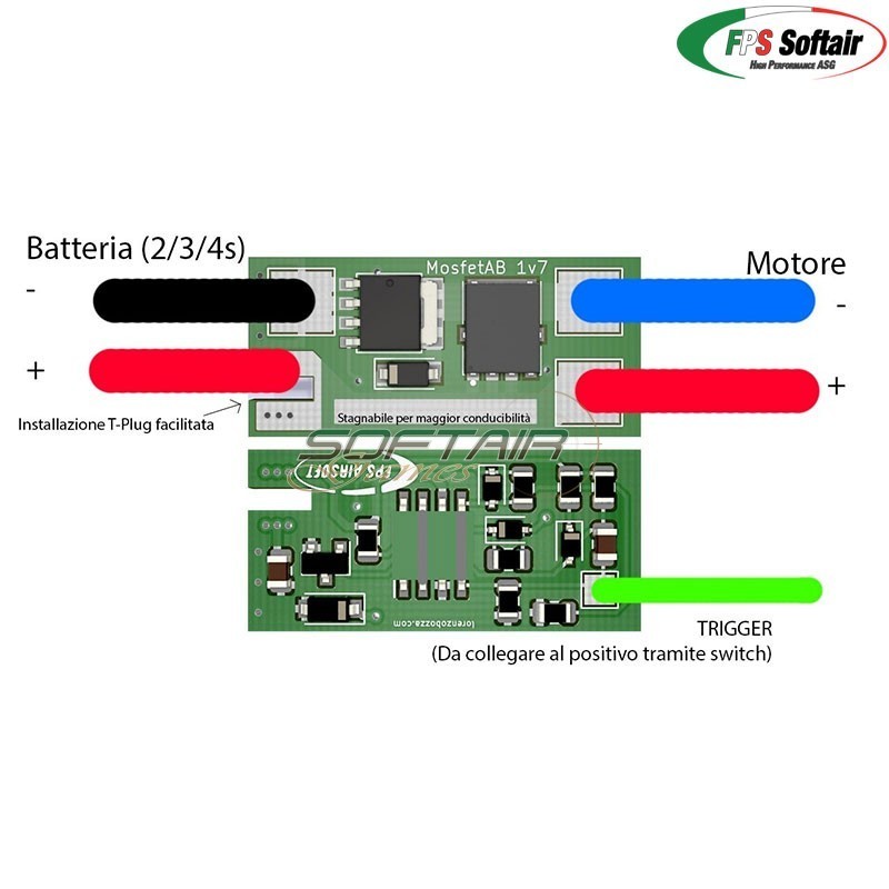 Micro Mosfet Active Brake + Airsoft T-Plug FPS (fps-m2ab+)