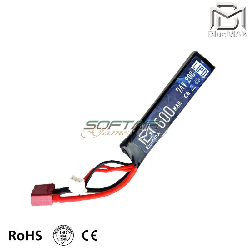 Lipo Battery Deans Connector 7.4v X 600mah 20c Stick Type Bluemax-power® (bmp-7.4x600-ds-stk)