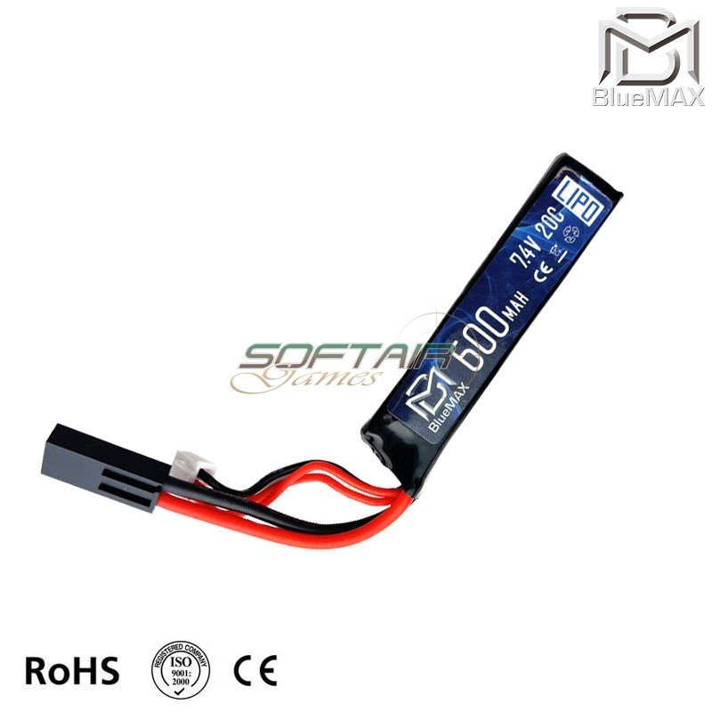 Batteria Lipo Connettore Mini Tamiya 7.4v X 600mah 20c Stick Type Bluemax-power® (bmp-7.4x600-stick)