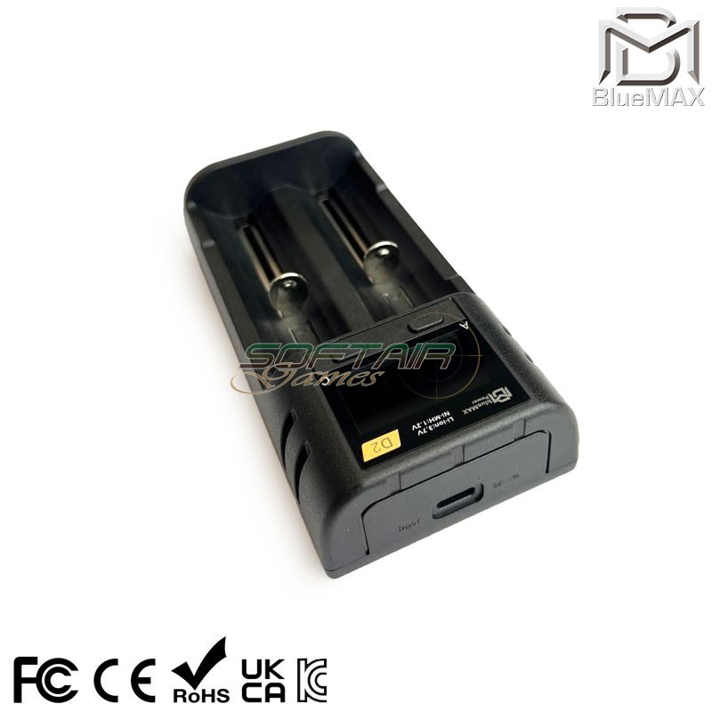 Carica Batterie Intelligente a 2 Slot per 18650 Bluemax-power® (bmp-typec-charger)
