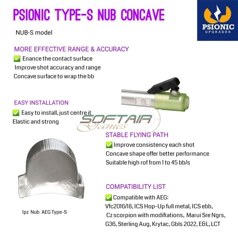 Nub concave size S for VFC/Marui/ICS Psionic (NUB-S)