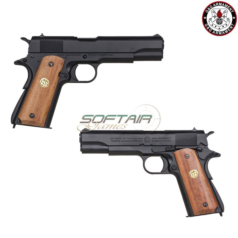 Gas Pistol 1911 GPM1911 GP2 Black & Brown Grip G&G (gg-m1911-gp2)