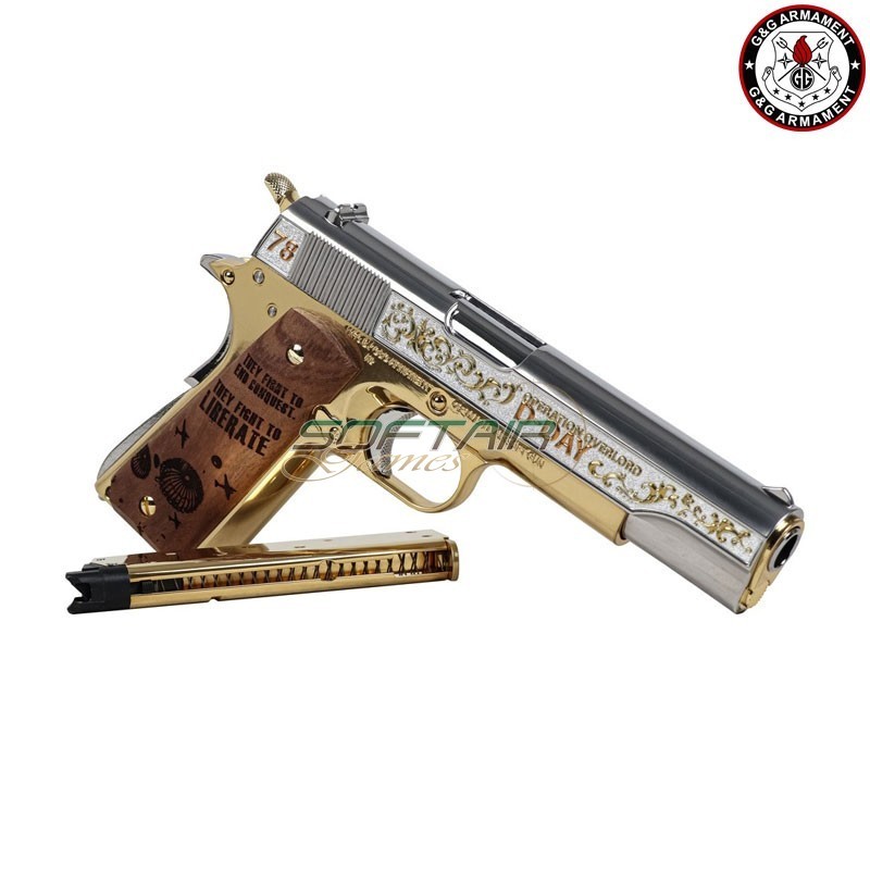Gas Pistol 1911 GPM1911 D-DAY Limited V. Gold & Silver G&G (gg-m1911-dday)