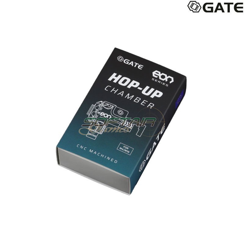 EON Hop-Up Chamber Titanium + CYAN rotary dial for aeg M4 Gate (gate-eon-hop-tc)