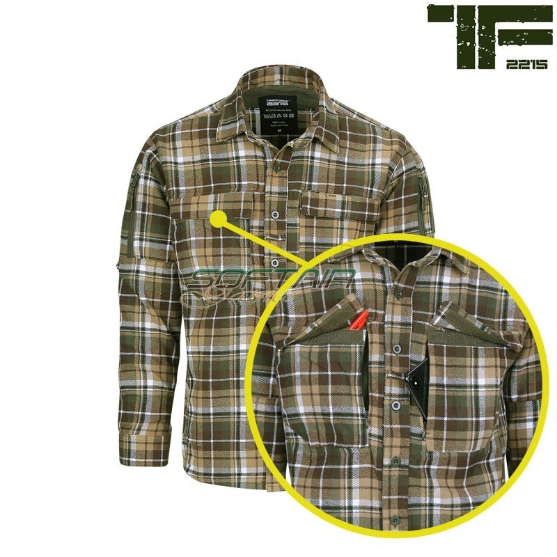 Flannel Contractor Shirt Brown/Green Task Force 2215 (tf-135505-bwgr)