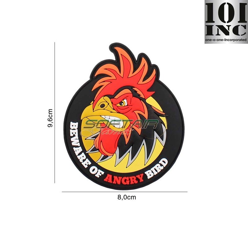 Patch 3D PVC beware of angry bird round 101 inc (inc-5123)