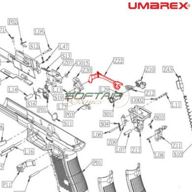 Trigger Lever for Pistol Glock 17 Umarex (um-gk17-z22)
