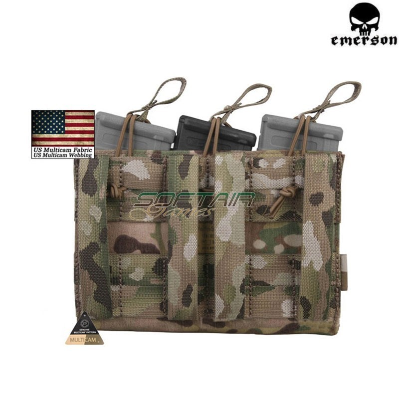 Triple 5.56 & Pistol Open Top Magazine Pouch Multicam® Genuine Usa Emerson (em6363mc)
